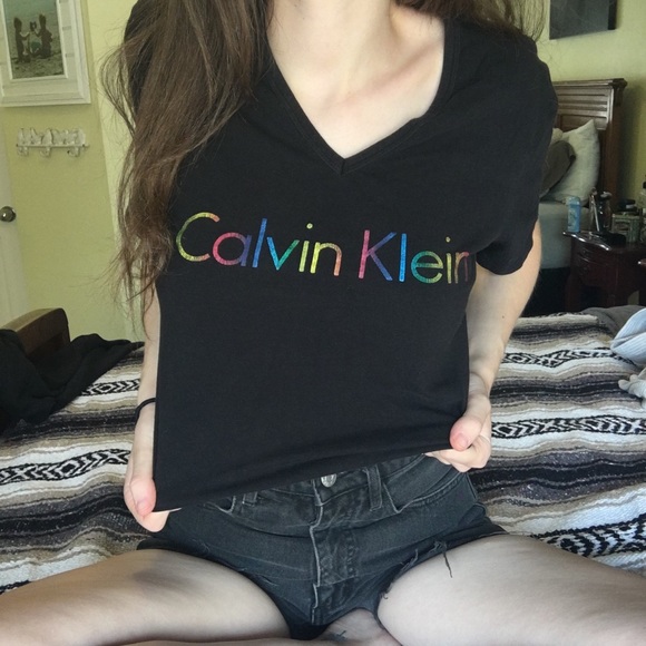 Calvin Klein Tops - Rainbow Calvin Klein V-Neck crop top!